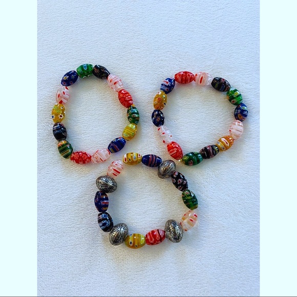 Stone Colorful Beaded Stretch Bracelets - Three - Picture 2 of 2